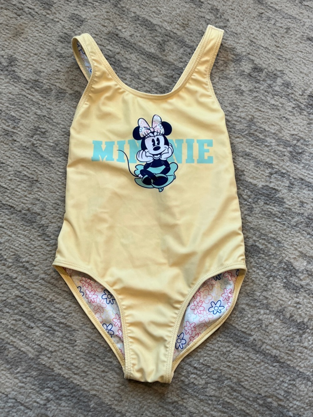 Disney Minnie Pastel Yellow Floral-Lined Swimsuit